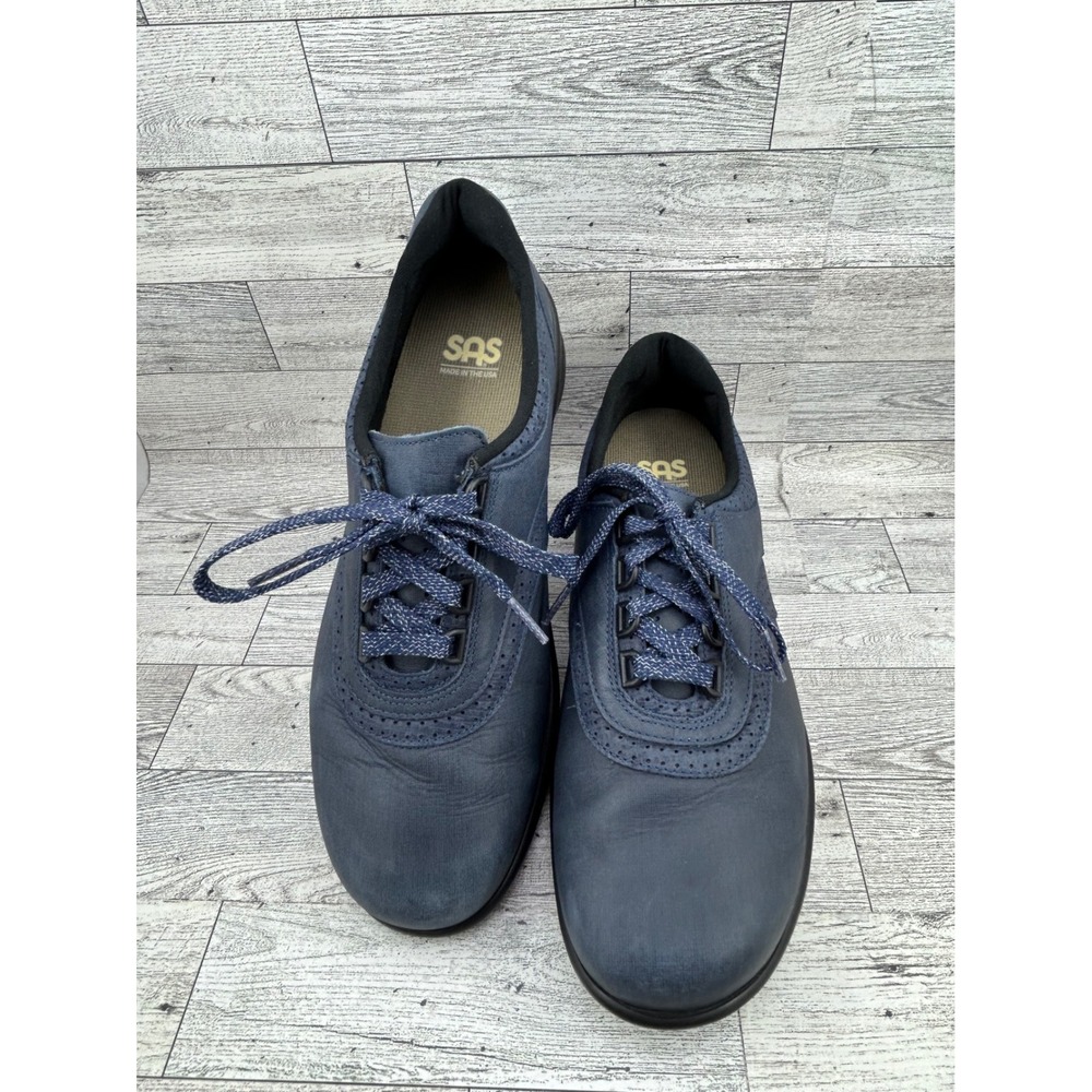 SAS Shoes Navy Blue Leather Lace Up Comfort Walking Sneakers Women Size 11M